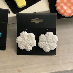 White Snowflake Earrings